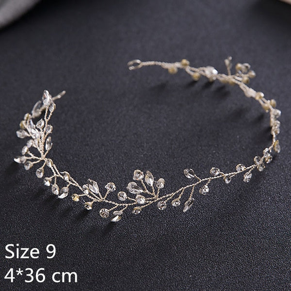 FORSEVEN Gold Silver Headbands Hair Jewelry Pearl Crystal Leaf  Bride Tiaras Headpiece Wedding Bridal Hair Accessories Gift JL