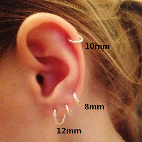 Fashion 925 Sterling Silver Earrings For Women Mini Small Hoop Earrings Ear Bone Buckle Round Circle Earrings 8mm-20mm aretes