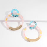 Fashion Colorful Leopard Acrylic Dangle Earring for Women Gold Alloy Round Geometry Resin Statement Hanging Earring Za Brincos