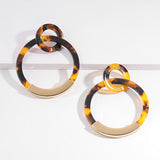 Fashion Colorful Leopard Acrylic Dangle Earring for Women Gold Alloy Round Geometry Resin Statement Hanging Earring Za Brincos