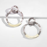 Fashion Colorful Leopard Acrylic Dangle Earring for Women Gold Alloy Round Geometry Resin Statement Hanging Earring Za Brincos