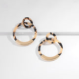 Fashion Colorful Leopard Acrylic Dangle Earring for Women Gold Alloy Round Geometry Resin Statement Hanging Earring Za Brincos