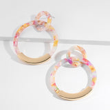 Fashion Colorful Leopard Acrylic Dangle Earring for Women Gold Alloy Round Geometry Resin Statement Hanging Earring Za Brincos