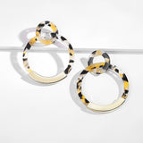 Fashion Colorful Leopard Acrylic Dangle Earring for Women Gold Alloy Round Geometry Resin Statement Hanging Earring Za Brincos