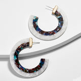 Fashion Colorful Leopard Acrylic Dangle Earring for Women Gold Alloy Round Geometry Resin Statement Hanging Earring Za Brincos