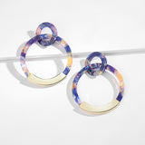 Fashion Colorful Leopard Acrylic Dangle Earring for Women Gold Alloy Round Geometry Resin Statement Hanging Earring Za Brincos