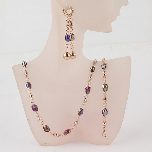 Fashion Crystal African Beads Jewelry Sets Gold Color Wedding Bridal Jewelry Sets Women Necklace Earrings Bracelets Jewellery