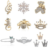 Fashion Full Rhinestone Bee Tortoise Lizard Bear Crown Music Note Guitar Brooches Pins Jewelry For Women Christmas Gifts Broches