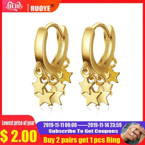 Fashion Gold 925 sterling silver Hoop Earring Star Earring For Women Korea Ear Jewelry New 2019 Orecchini