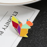 Fashion Origami Crane Rabbit Penguin Elephant Cat Goose Whale Horse Brooches Colorful Splicing Animal Enamel Pins Badges Jewelry