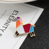 Fashion Origami Crane Rabbit Penguin Elephant Cat Goose Whale Horse Brooches Colorful Splicing Animal Enamel Pins Badges Jewelry