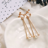 Fashion Punk Women Girl Wedding Jewelry Gold-color Big Flower Loop Hoop Earring Imitation Pearl Beads Wedding Hoop Earrings