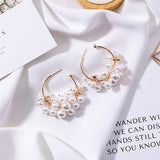 Fashion Simulated Pearl Statement Big Small Hoop Earrings for Women Exaggerate Circle Earrings Personality Nightclub Jewelry