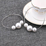 Fashion Simulated Pearl Statement Big Small Hoop Earrings for Women Exaggerate Circle Earrings Personality Nightclub Jewelry