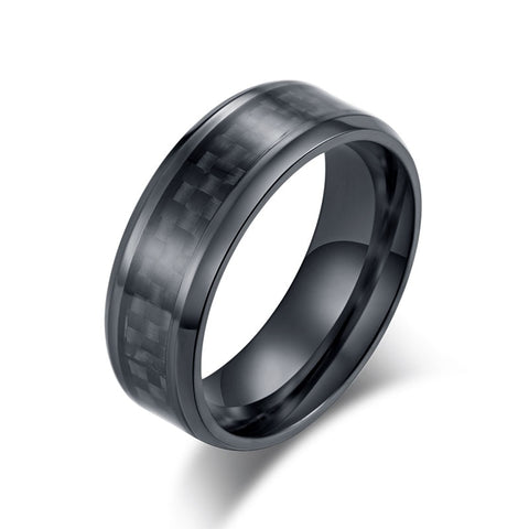 Fashion Stainless Steel Carbon Fiber Ring for Men women Couple Ring Black Silver Color Male Jewelry Accessories