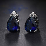 Fashion Water Drop Cubic Zirconia Clip Earrings With Elegant Blue Stone Earrings for Punk Girl Party Gift Pendientes Mujer Moda