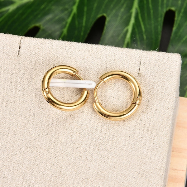 Fashion Women Men Punk Gothic Stainless Steel Simple Round Stud Earrings Lover 3 Colors 3 Size Earring Jewelry