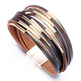 Flashbuy 3 Color Multilayer Casing Bracelet For Women Fashion Jewelry Leather Alloy Charm Round Wrap Bracelets Gift Accessories