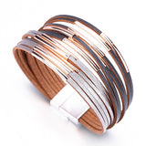 Flashbuy 3 Color Multilayer Casing Bracelet For Women Fashion Jewelry Leather Alloy Charm Round Wrap Bracelets Gift Accessories