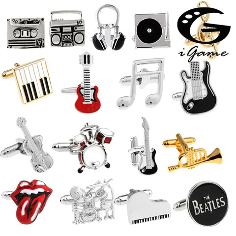 Free Shipping 29 Designs Guitar Cufflinks Music Design Musical Note Cuff Links Piano Bass Cuffs