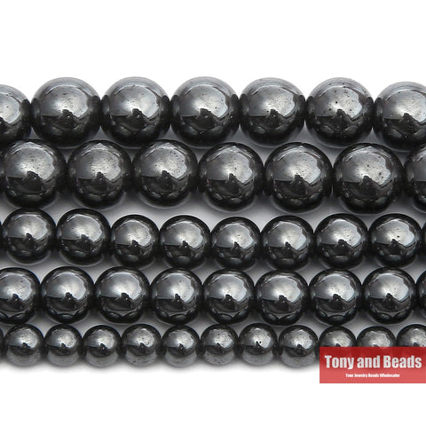 Free Shipping Natural Stone Black Hematite Beads 4 6 8 10 MM 15" Per Strand Pick Size For Jewelry Making