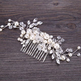 GETNOIVAS Handmade Silver Pearl Flower Hair Comb Bride Tiara Crown Headpiece Wedding Bridal Noiva Women Hair Jewelry Accessories