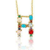 Gold Color Initial Multicolor CZ Necklace Personalized Letter Necklace Name Jewelry For Women Accessories Girlfriend Gift