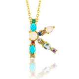 Gold Color Initial Multicolor CZ Necklace Personalized Letter Necklace Name Jewelry For Women Accessories Girlfriend Gift