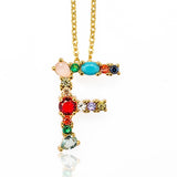 Gold Color Initial Multicolor CZ Necklace Personalized Letter Necklace Name Jewelry For Women Accessories Girlfriend Gift