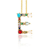 Gold Color Initial Multicolor CZ Necklace Personalized Letter Necklace Name Jewelry For Women Accessories Girlfriend Gift