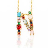 Gold Color Initial Multicolor CZ Necklace Personalized Letter Necklace Name Jewelry For Women Accessories Girlfriend Gift