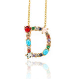 Gold Color Initial Multicolor CZ Necklace Personalized Letter Necklace Name Jewelry For Women Accessories Girlfriend Gift