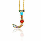 Gold Color Initial Multicolor CZ Necklace Personalized Letter Necklace Name Jewelry For Women Accessories Girlfriend Gift