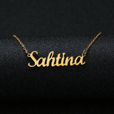 Gold Silver Color Personalized Custom Name Pendant Necklace Customized Cursive Nameplate Necklace Women Handmade Birthday Gift