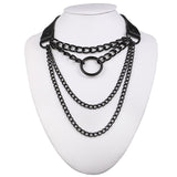 Gothic Lock Chain necklace multilayer Punk choker collar goth pendant necklace women black leather emo Kawaii witch rave jewelry