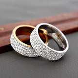 H:HYDE 5 Row Lines Clear Crystal Wedding Rings For Women Fashion Rhinestone Stainless Steel Female Teen Jewelry anillos mujer