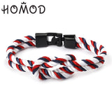 HOMOD High Quality Men's Bracelet Personality Smooth Leather Black Anchor Sport Hook Rope Stainless Steel Bracelet Bangle