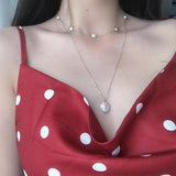 HUANZHI 2019 Hip Hop Multi-layer Imitation Irregular Pearls Chain Metal Beads Line Lock Chain Necklace for Women Jewelry