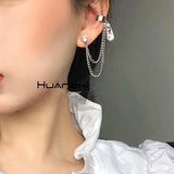 HZ New Butterfly Fairy Exaggeration 2019 Tassel Elegant Cool Unique Ear Bone Clip Silver Dangle Earrings For Women Jewelry Gifts