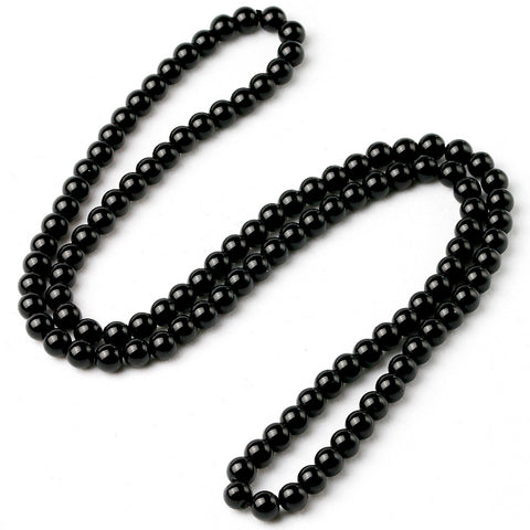 Handmade Bright Black Onyx Natural Energy Stone Beads Knot Long Necklace For Men Women Lucky Unisex Jewelry New Arrivals