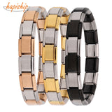 Hapiship 2018 Fashion Men/Women's New Design Jewelry 9mm Width Mixed Color 18Links Stainless Steel 17.3cm Bracelet Bangle PJ055