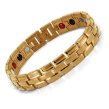 Healing Magnetic Bracelet Men/Woman 316L Stainless Steel 3 Health Care Elements(Magnetic,FIR,Germanium) Gold Bracelet Hand Chain