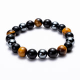 Hematite Black Obsidian Tiger Eye Stones Strand Beaded Stretch Bracelets Powerful Energy Men Women Jewelry 6mm 8mm 10mm options