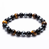 Hematite Black Obsidian Tiger Eye Stones Strand Beaded Stretch Bracelets Powerful Energy Men Women Jewelry 6mm 8mm 10mm options