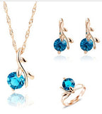 High Quality Elegant Gold Color Austrian Crystal Pendants Necklaces Earrings Bridal Jewelry Sets For Women