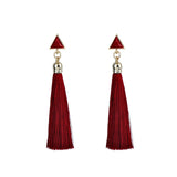 Hot Bohemian Fringe Long Gradient Multilayer Drop Earrings Women Fashion Jewelry Dangle Silk Fabric Ethnic tassel earrings