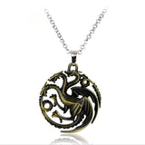 Hot Game Of Thrones Necklaces Song Of Lce And Fire Torque Targaryen Dragon Metal Pendant Women Men Choker Jewelry Accessories