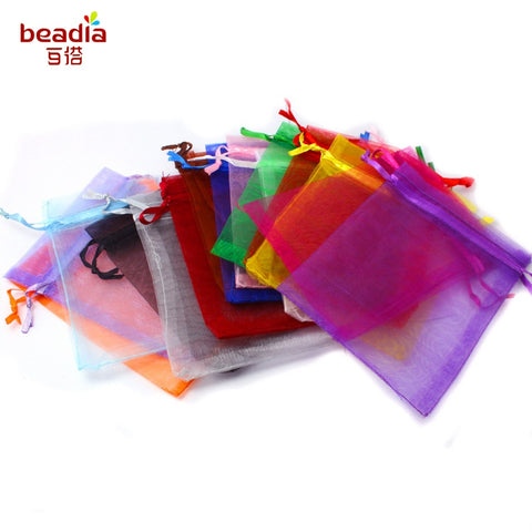Hot Sale 7x9cm/9x12cm 50pcs/bag Pick 16 Colors Jewelry Packaging Drawable Organza Bags,Gift Bags & Pouches,Jewelry Packing Bags
