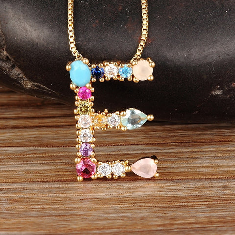 Hot Sale Gold Color Initial CZ Necklace Personalized Letter Necklace Name Jewelry For Women Accessories Girlfriend Best Gift