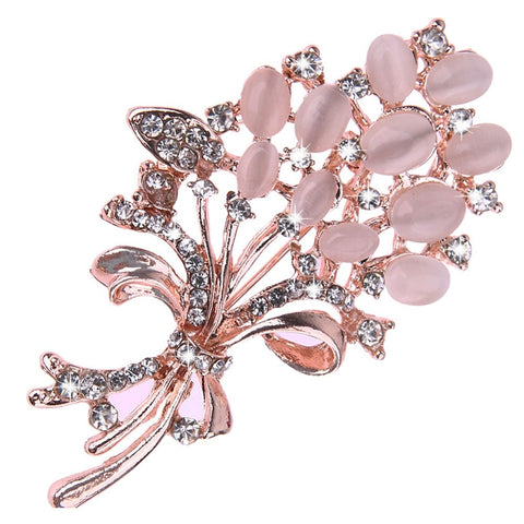 Hot Selling Fashionable Opal Stone Flower Brooch Pin  Garment Accessories Birthday Gift